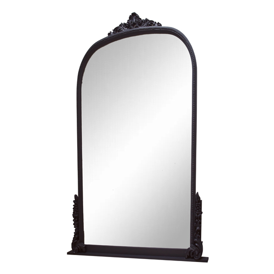 Vintage Ornate Black Wood Wall Mirror XRG3540